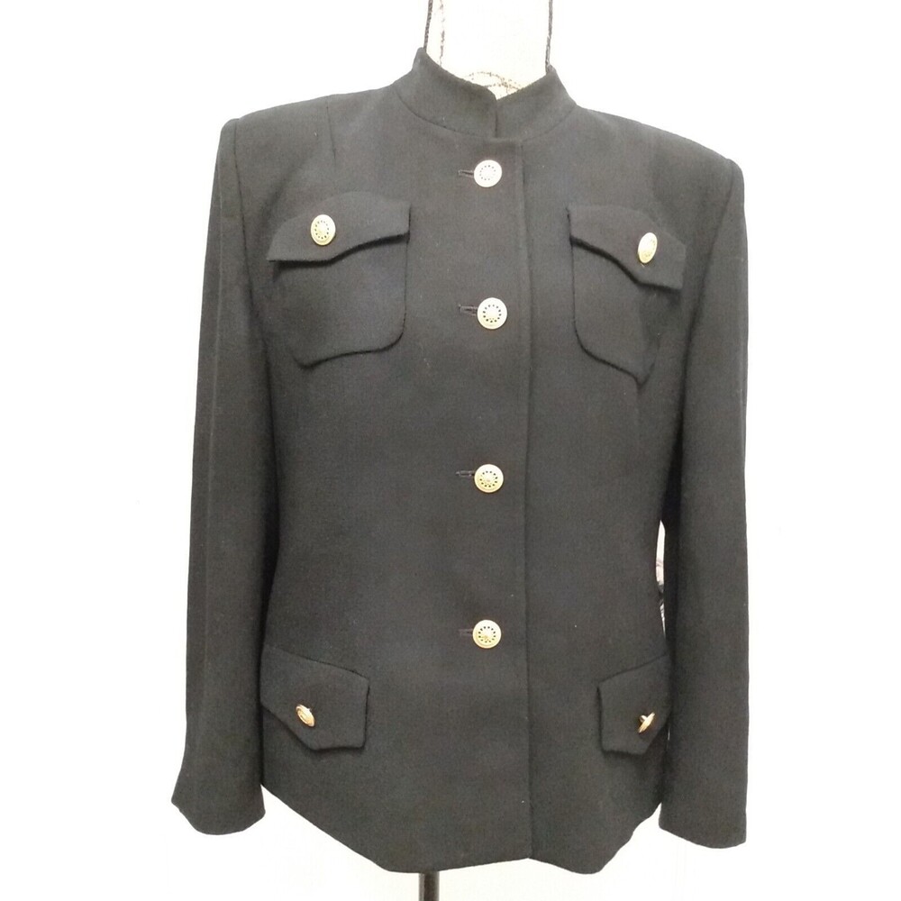 Herbert Grossman By‎ Cynthia Sobel black Gold Pocket Short Tailored Jacket Sz 14